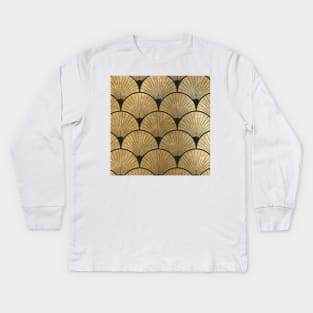 Art Deco elegance - golden fan Kids Long Sleeve T-Shirt